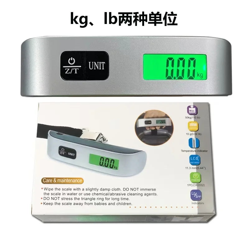 50kg/110lb Portable Digital Luggage Weight Scale LCD Display Pocket Electronic Suitcase Travel Scale Balance Baggage Weight Tool