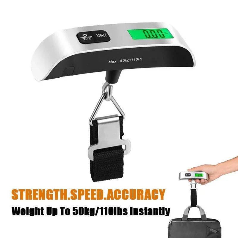 50kg/110lb Portable Digital Luggage Weight Scale LCD Display Pocket Electronic Suitcase Travel Scale Balance Baggage Weight Tool