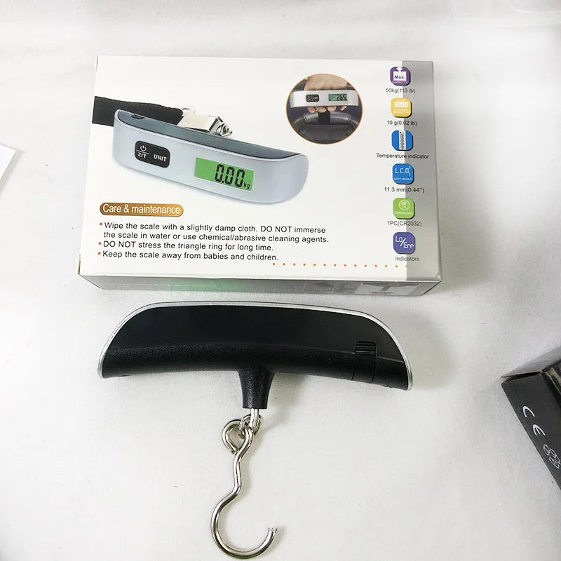 50kg/110lb Portable Digital Luggage Weight Scale LCD Display Pocket Electronic Suitcase Travel Scale Balance Baggage Weight Tool