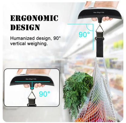 50kg/110lb Portable Digital Luggage Weight Scale LCD Display Pocket Electronic Suitcase Travel Scale Balance Baggage Weight Tool